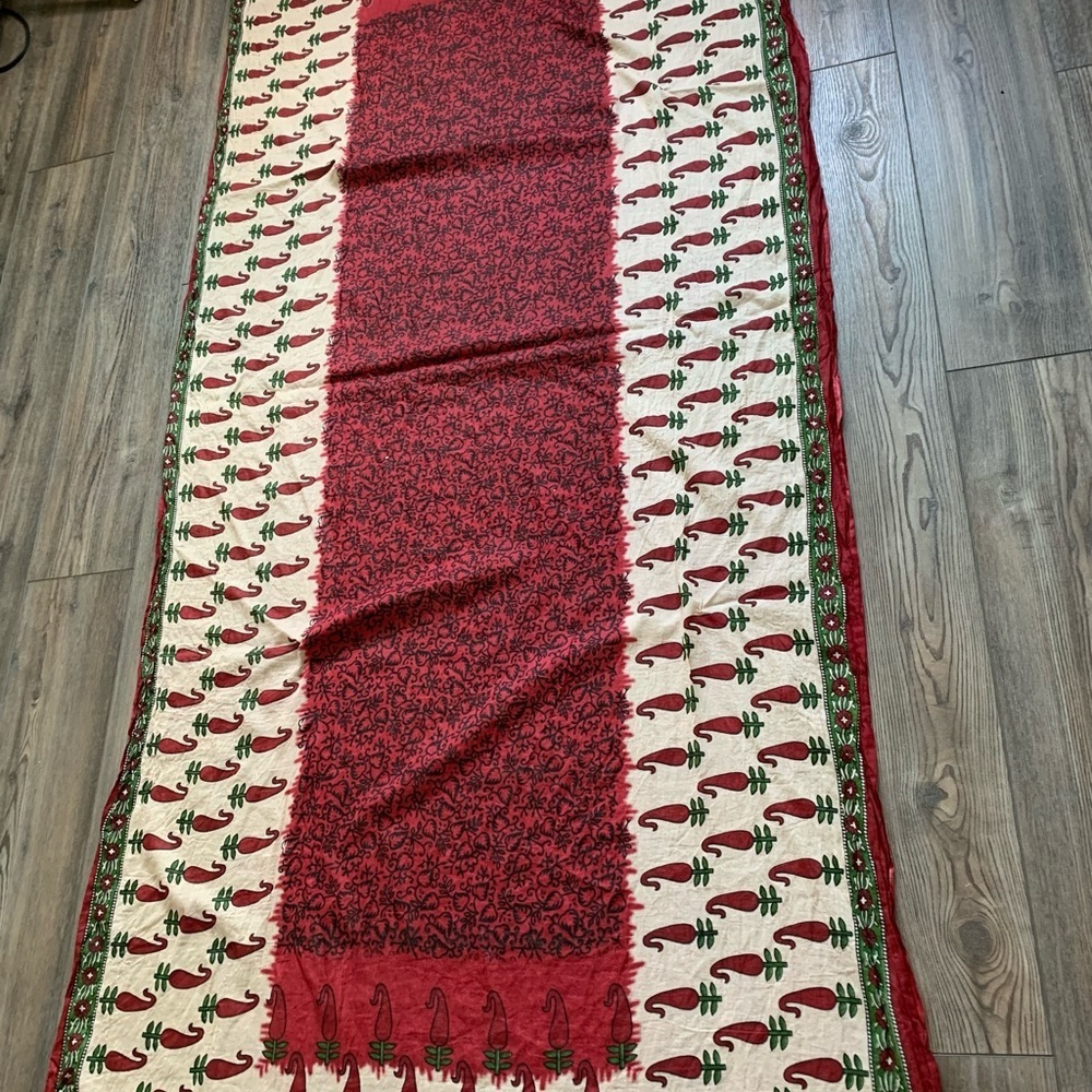 Red And Cream Patterned Scarf - image 6